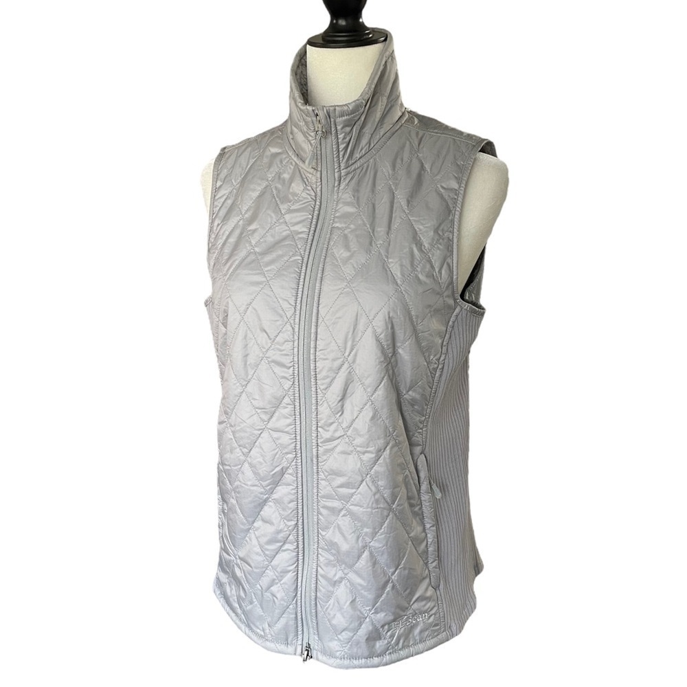 L.L. Bean Women's Fleece-Lined PrimaLoft Vest Gray Size Medium Regular